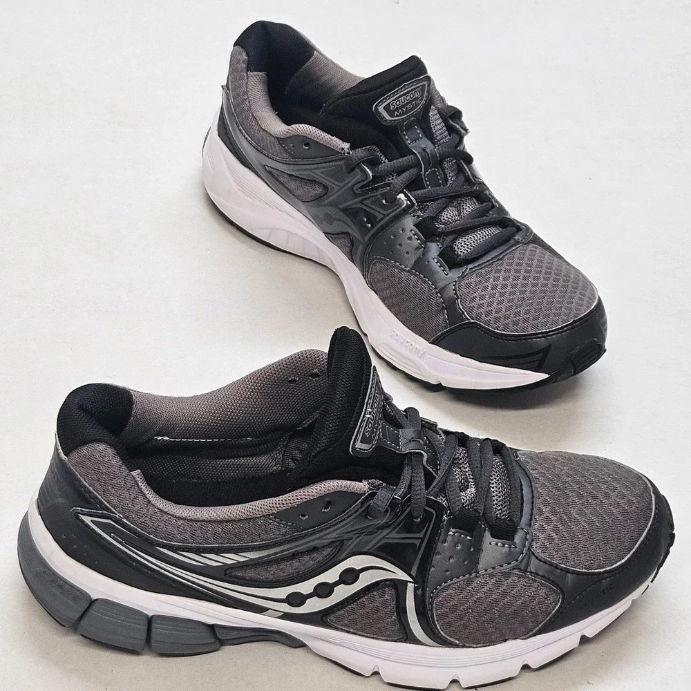 Saucony Mystic Men‎ Running Shoes Gray Black Athletic Sneakers Size 9.5⁸